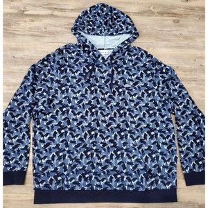 Lacoste Paint Brush Camouflage Hoodie Sweater Sweatshirt Blue Sz 3XL XXXL EUC